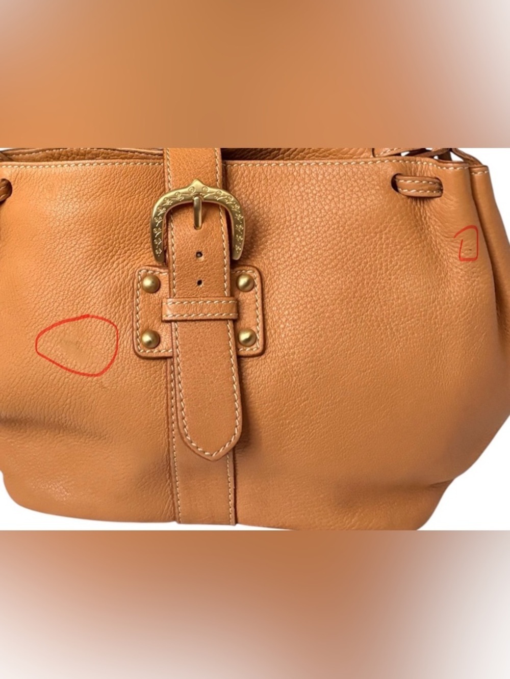Vintage Dooney & Bourke tan/camel pebble leather shoulder bag golden hardware - Picture 9 of 9